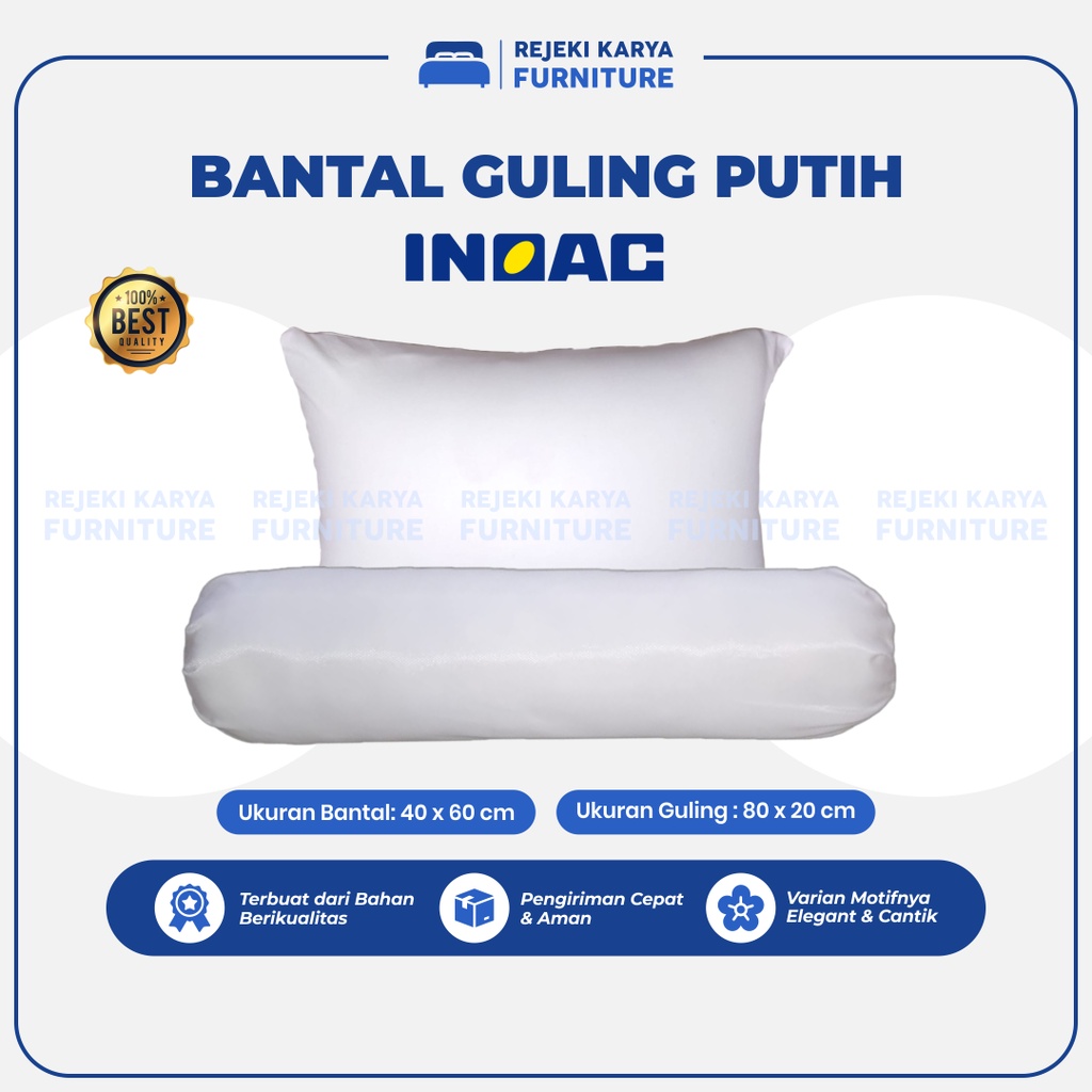 Set Bantal + Guling Putih Asli Original Isi Busa Inoac Pillow Dewasa Elegant Bantal Tidur Hotel Memo