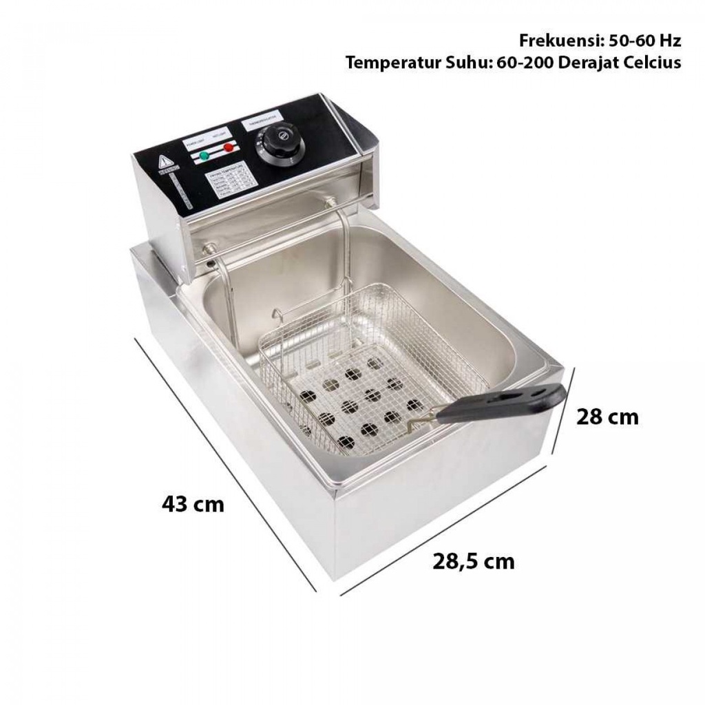 Deep Fryer Full Set Mesin Penggorengan Electric 6Liter 2500W Stainless