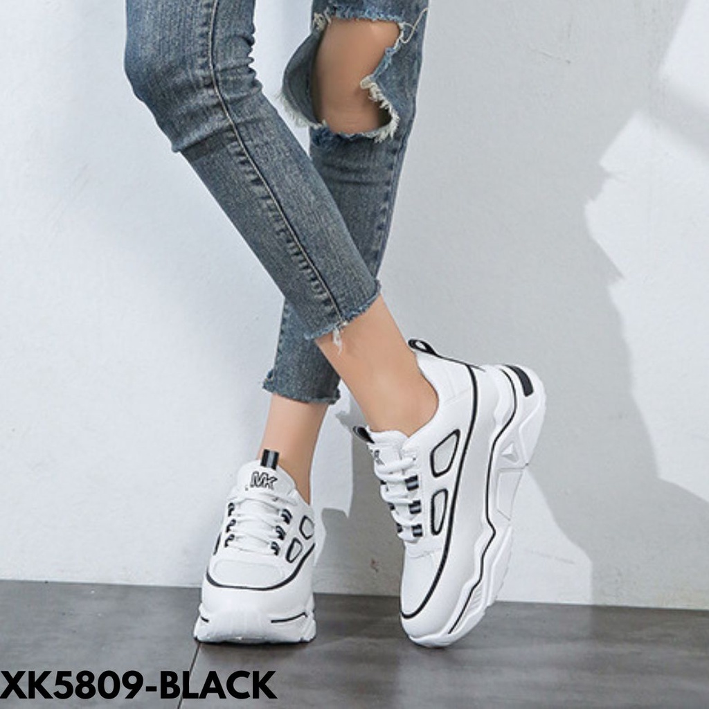 SEPATU SNEAKERS WANITA ELEGANT SOLE TINGGI KASUAL BAHAN PU BERKUALITAS IMPORT K5809