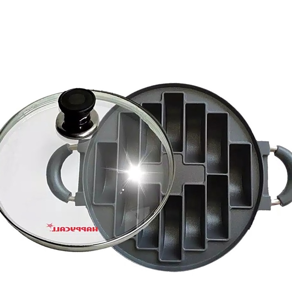 HAPPY CALL Cetakan kue pukis 12 lubang Loyang Anti lengket dan tutup kaca