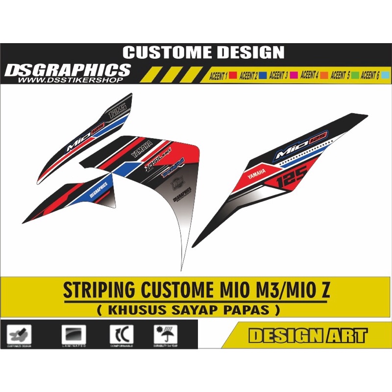 SEMI DECAL STRIPING STIKER YAMAHA MIO M3/MIO Z RACING VARIASI