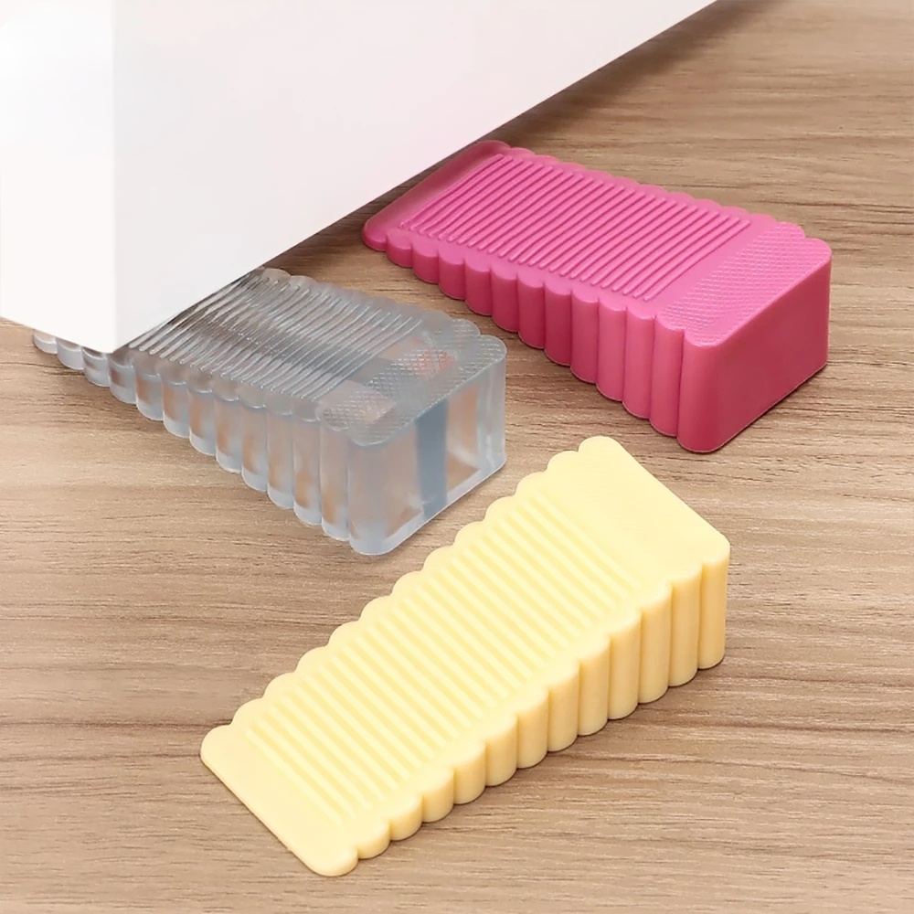 1pcs Safety Silicone Door Stop Stoppers Pengaman Pintu Pelindung Pengaman Pintu Rumah Kantor Penahan Belakang Anti-Tabrakan Stopper Reusable Shock Absorbent Block Wedge Doorstops