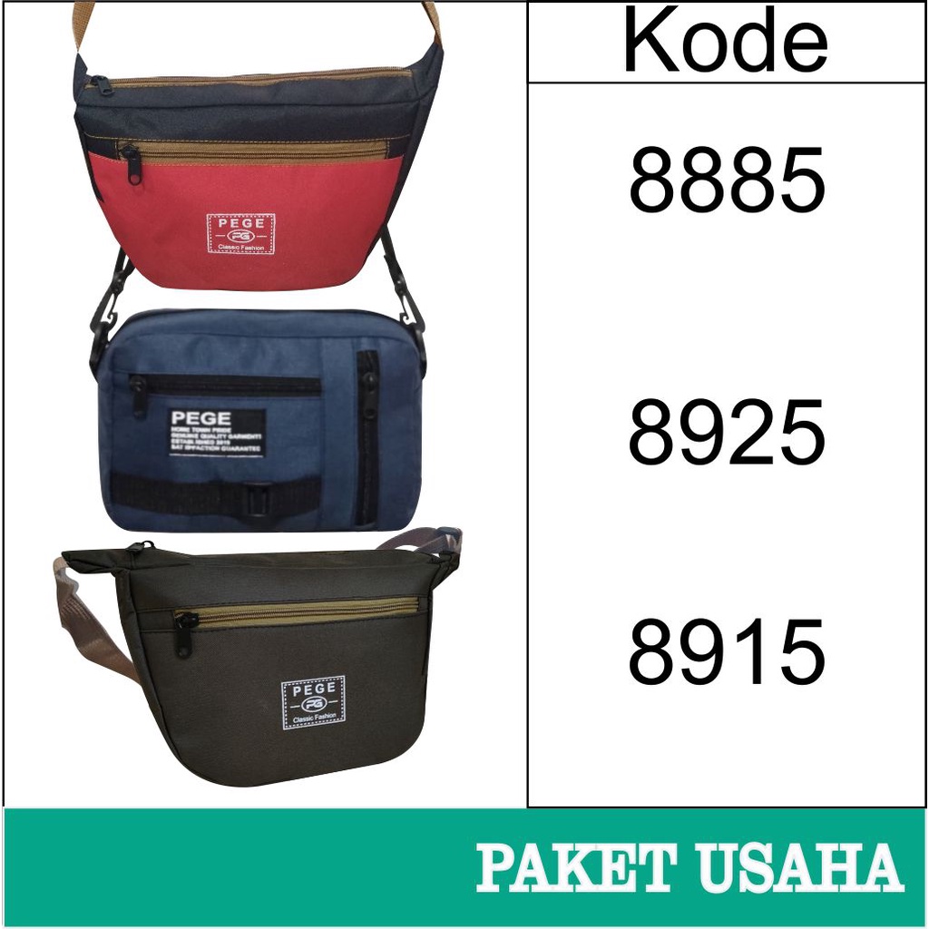 Paket Usaha Tas PEGE Model Selempang Waistbag Slingbag Pria Wanita Unisex - PG Paket Usaha 2