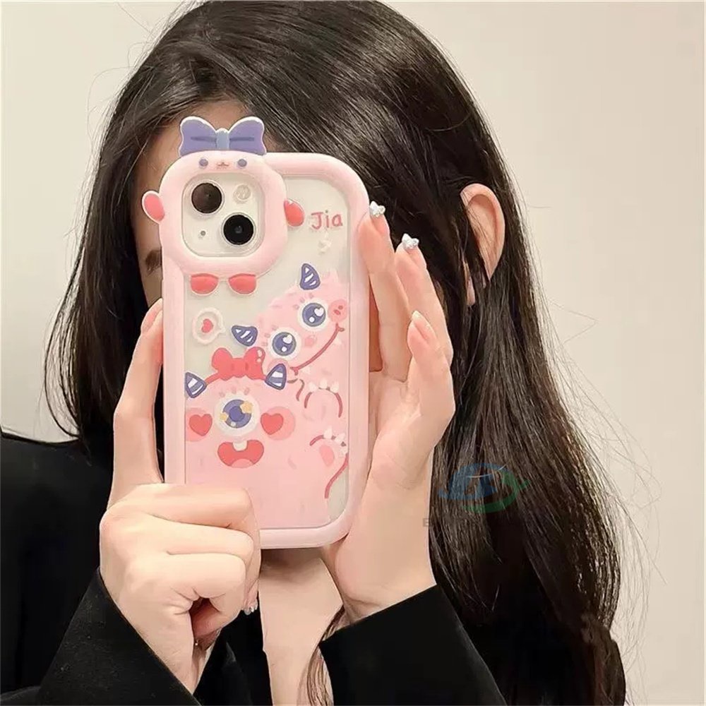 Realme 10 C55 C30 C31 C33 C35 C21Y C25Y RealmeC11 C25 C17 C15 C12 C3 C2 7i 5 5i 6i Monster Kartun Little Monster Frame Lensa Phone Case Binteacase