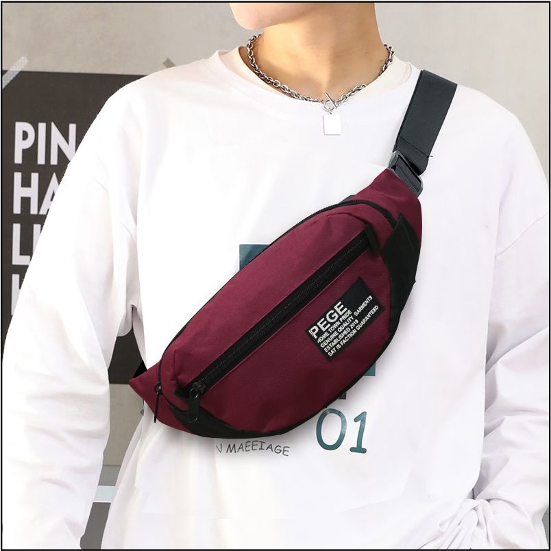 Tas Pinggang Waistbag Oval Distro Pria / Selempang Bahu Kasual - PG - 8812