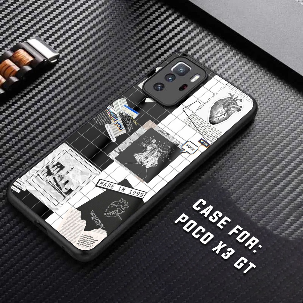 Case POCO X3 GT Casing Hp Motif BLACK AESTHETIC Hardcase 2D Glossy - Case Kilau - Softcase - Phone C