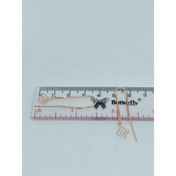 anting perak asli silver 925 lapis emas/anting tusuk rantai itali+gantungan wa*ik mp/asli silver/fashion wanita