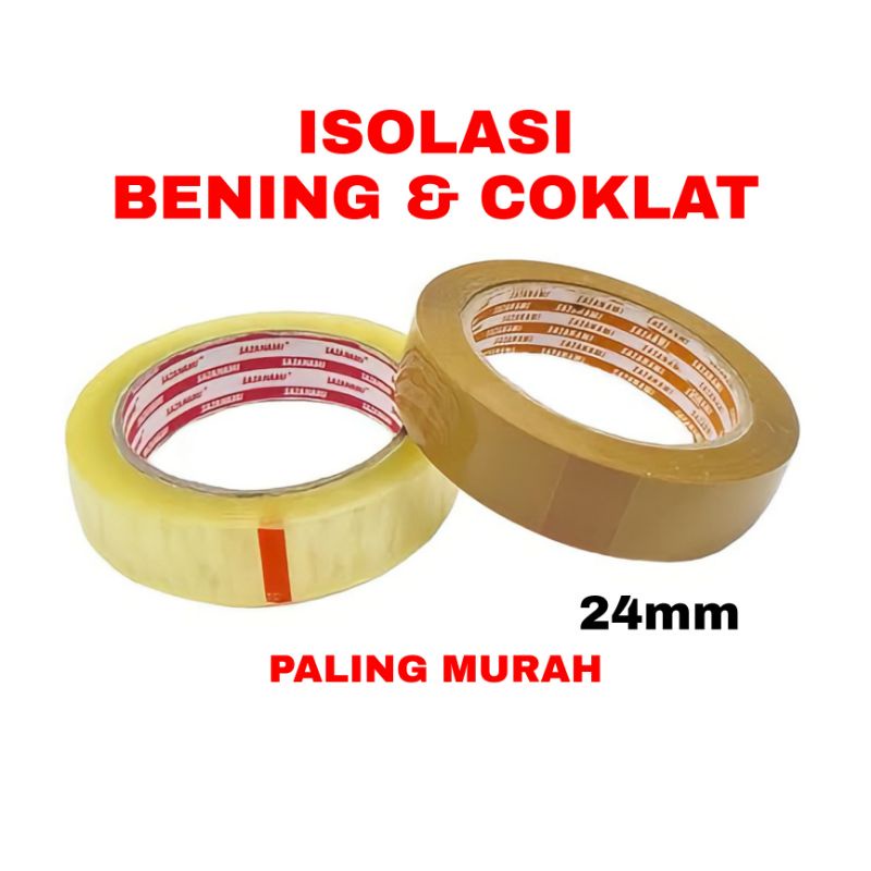 

SALE LAKBAN 24MM 72 YARD Lakban Coklat Lakban BENING Opp Solasi Bening Lakban Packing