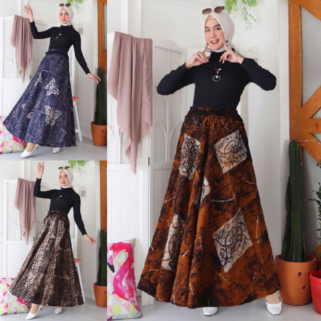 Batik Payung Jumbo Rok Batik Payung Jumbo Panjang Lebar Bawahan Batik Cap Sogan Modern Klasik By NOV