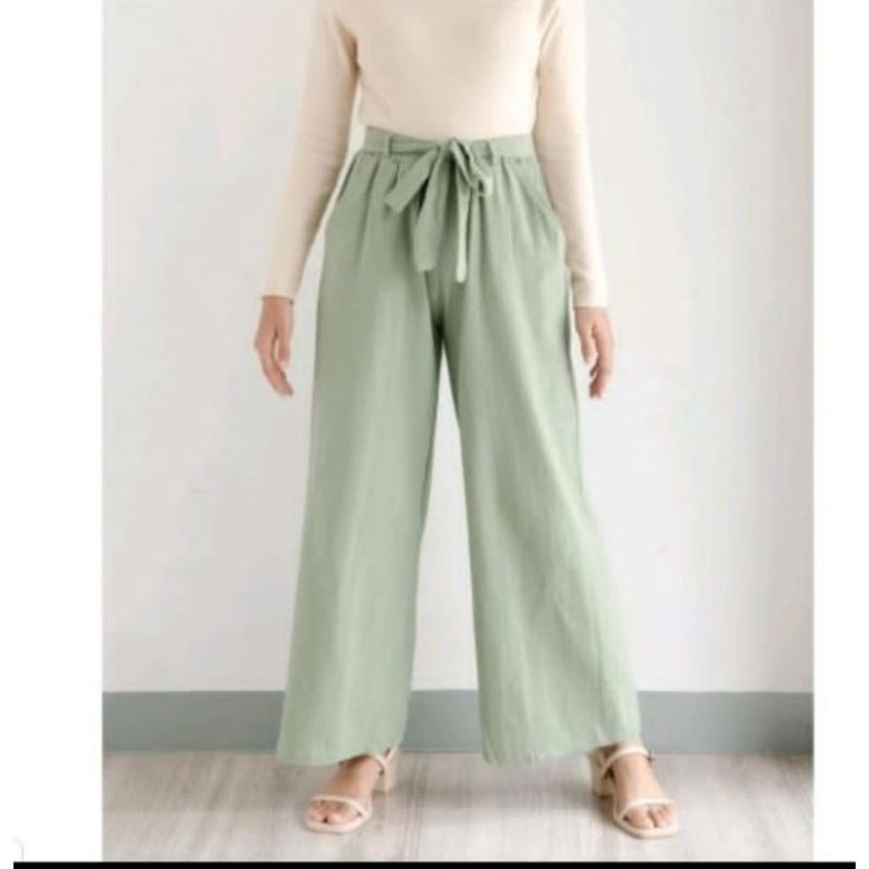 Celana kulot linen highwaist