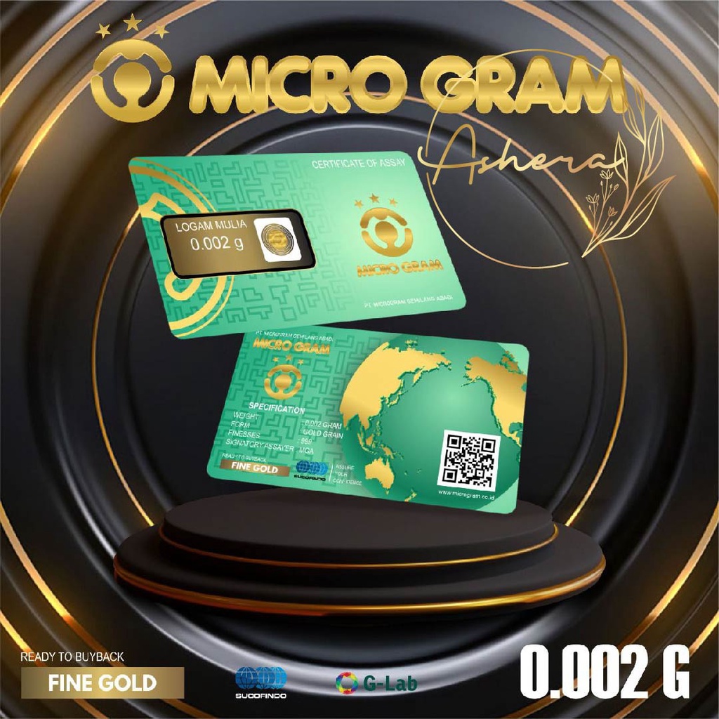 AsheraGold MicroGram Logam Mulia 0,002 gram LM Murah Micro Gram