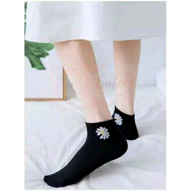 [CTK] PROMO Kaos Kaki Motif Bunga Wanita Kaos Kaki Pendek Fashion Flower Daisy Semata Kaki Ankle Sock