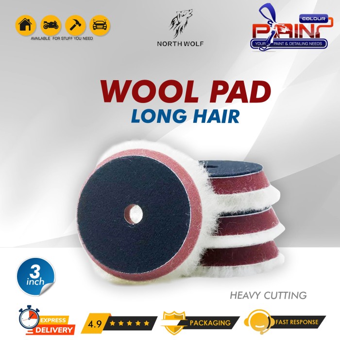 NORTHWOLF Wool Pad 3 inch Long Hair, Busa Poles Mobil North Wolf Wol