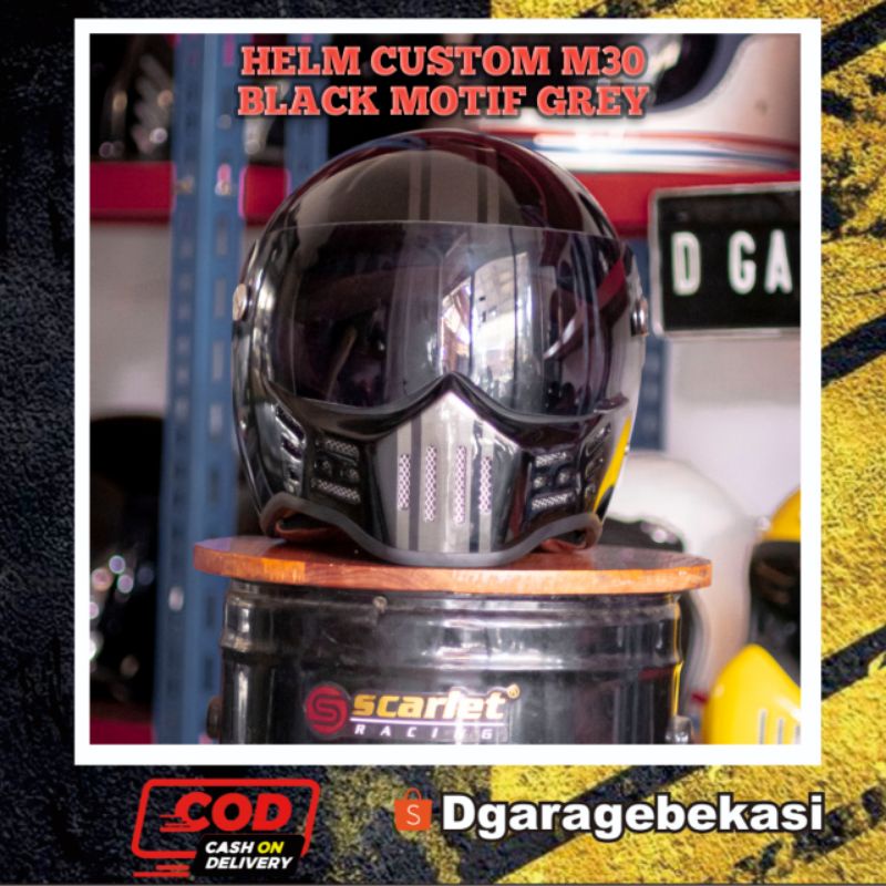 HELM CUSTOM M30 cc Helmet Cakil Moto3 ghostbone cargloss HBC bogo motor Custom Japstyle W175