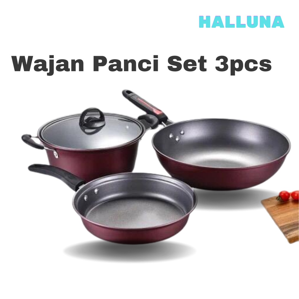 Wajan, Panci dan Teflon Set Penggorengan Isi 3 PCS Kualitas Terbaik/ Bisa untuk 1 PCS Pembelian Termurah dan 100% Original