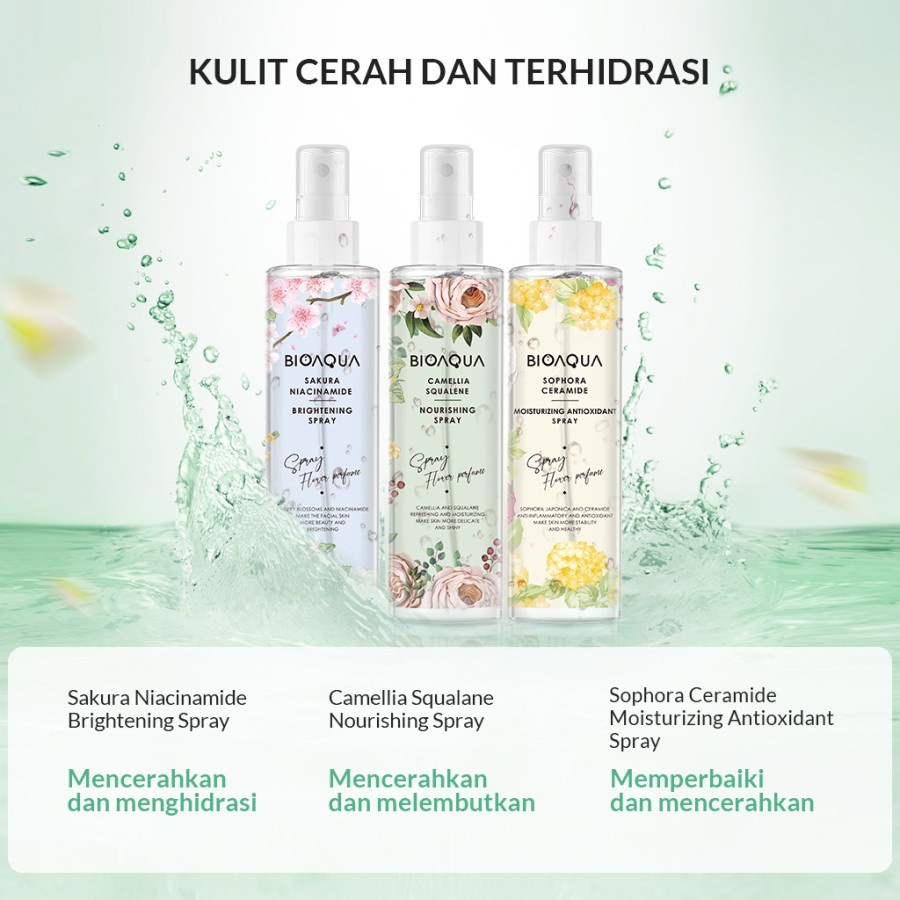 BIOAQUA Face Mist Spray Wajah Portable 150ml Hydrating/Brightening/Soothing Menutrisi Kulit - Gardenia