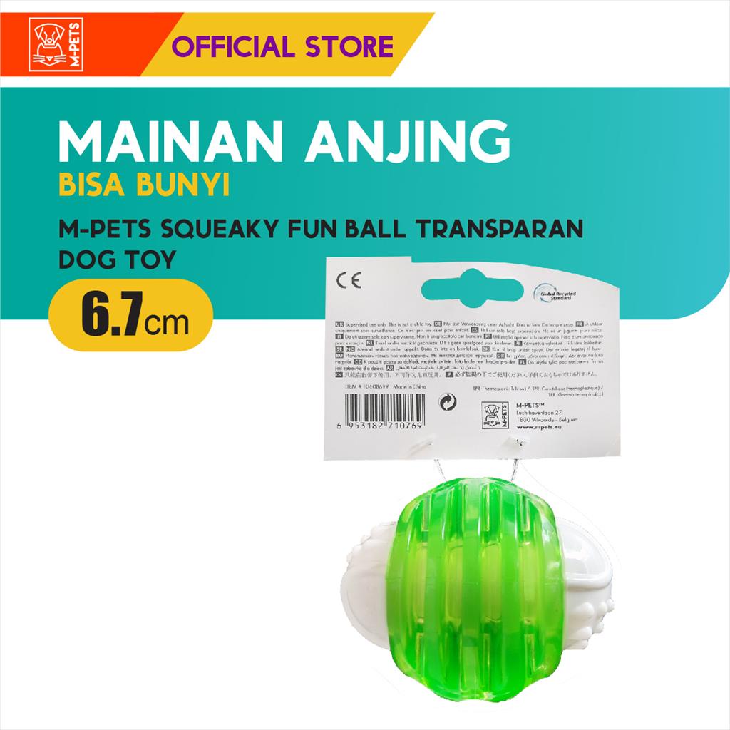 M-Pets Squeaky Fun Ball Transparant / Mainan Anjing Interaktif