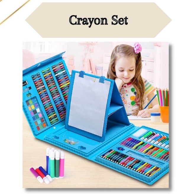 Set Crayon 208 PC / Krayon Mewarna Alat Menggambar dan Mewarnai Anak BIG