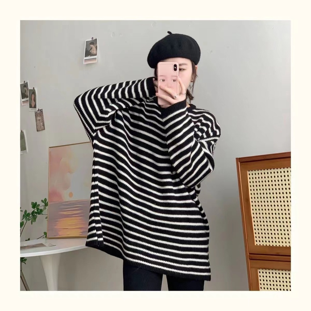 Nira Top Knit - Basic Stripes Soft Knit - Atasan Import Blouse TM (M2801)