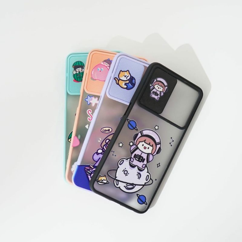 SoftCase Slide Camera Protector Cartoon For Samsung A12 A22 A32 A52 A72 A02 A02S