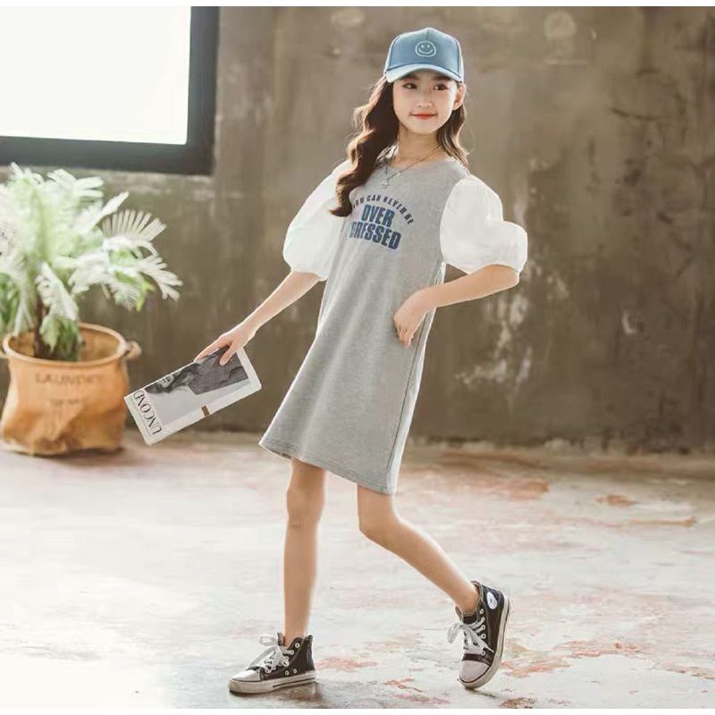 DRESS TEXT OVER PRESSED IMPORT/DRESS anak perempuan import/DRESS  ANAK GROSIR