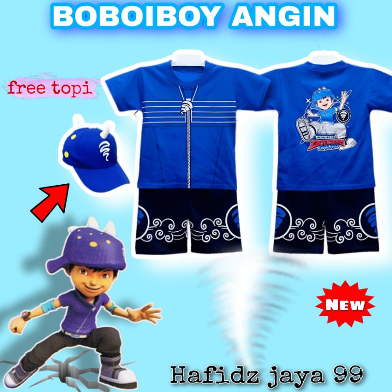 TERBARU ...SETELAN ANAK LAKI-LAKI BAJU KOSTUM BOBOIBOY ANGIN SET TOPI/STELAN BAJU BOBOBOY/BOBOBOI