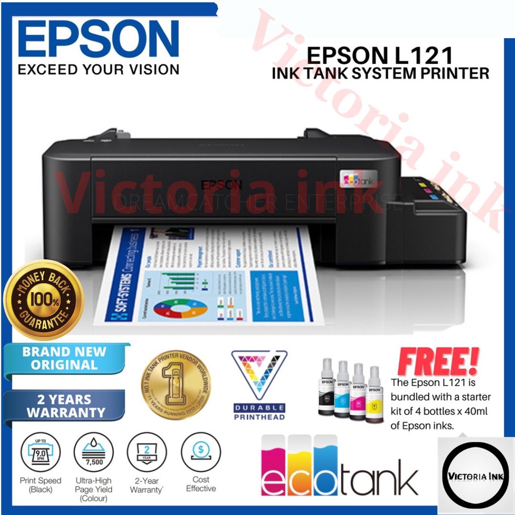 Printer EPSON L121 L 121 Original Printer L121 Print Only + Free 1 Set TInta Epson Original 664 Tinta 664