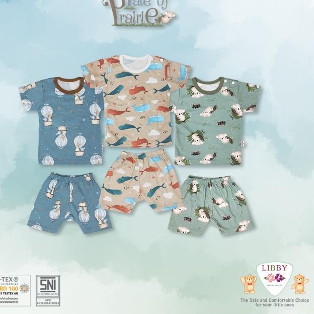 Promo LIBBY 3 Pasang Setelan Pendek NB, 3-6,S,M,L, 2L,XL, XXL Original - Tale Of Prairie, 3 Stel L O