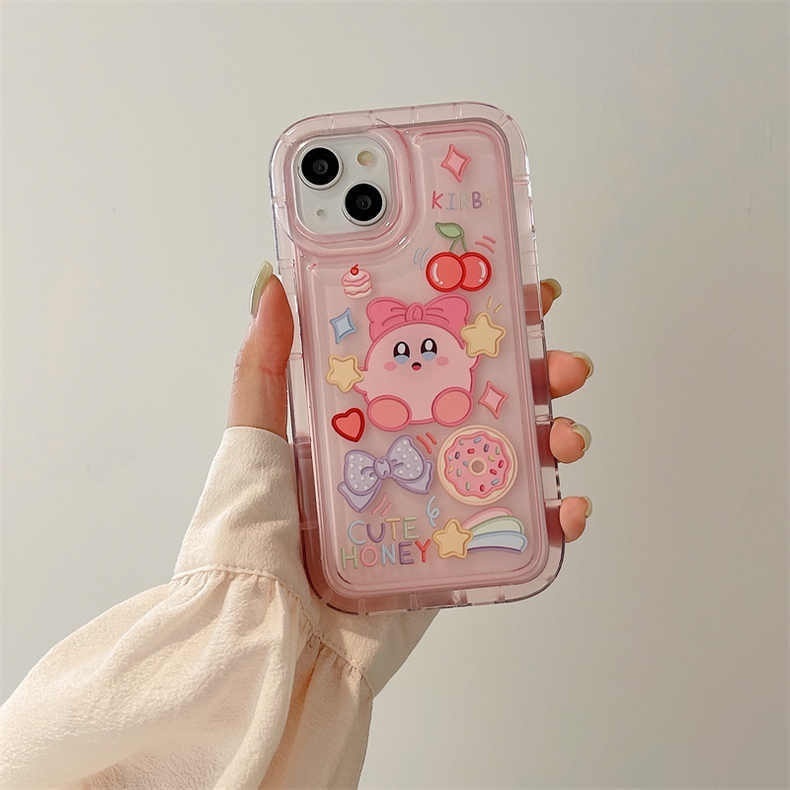 Case Desain Beruang Kirby Strawberry Pink Untuk iPhone 12 13 14 11 Pro Max X Xs Max Xr rdhg