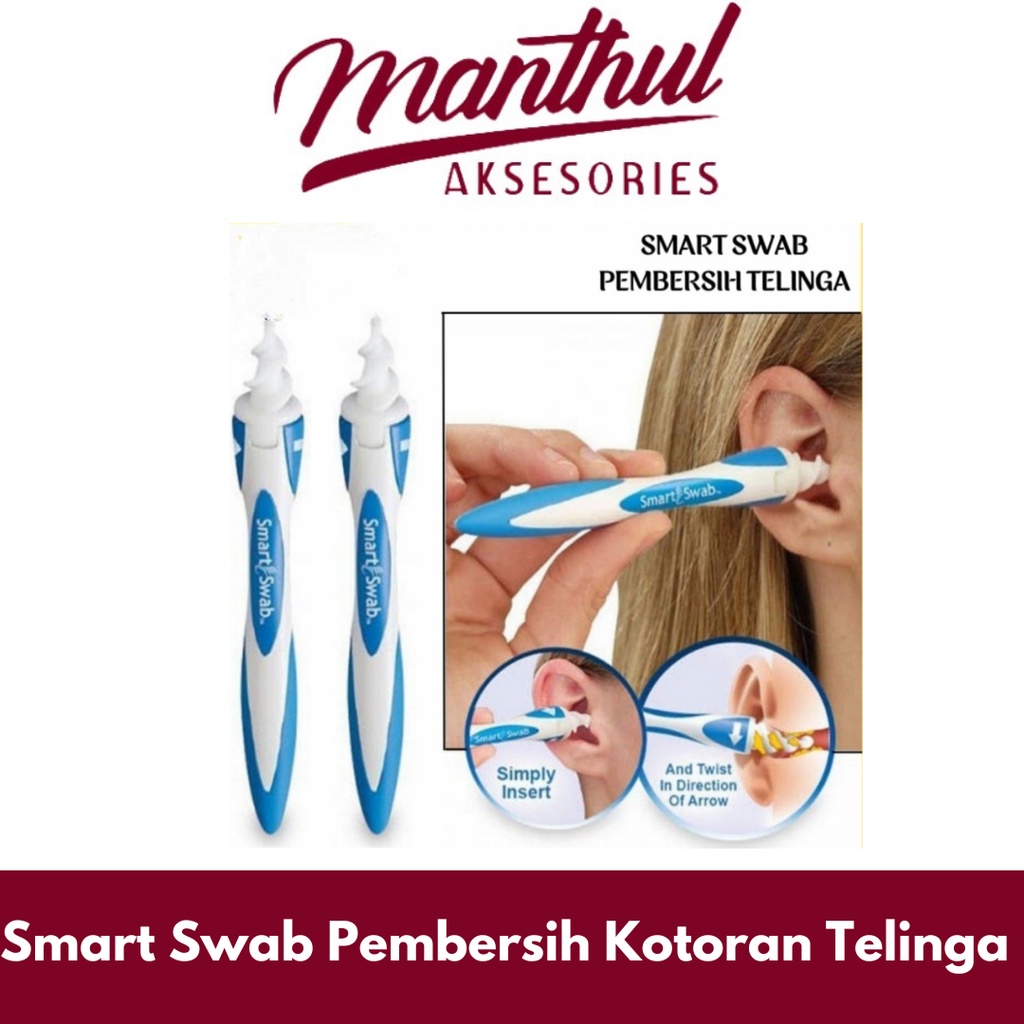 Smart Swab Pembersih Kotoran Telinga Cotton Bud Waxvac Ear Cleaner Removal Karet Lembut Gulung Putar