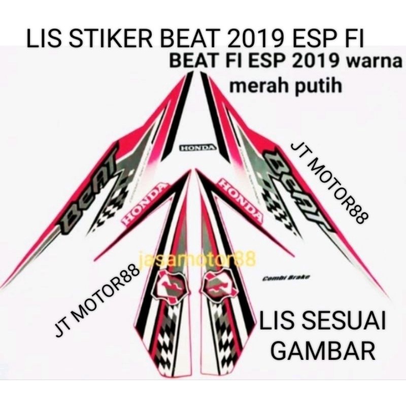 LIS BODY STIKER BEAT FI ESP 2019 WARNA MERAH PUTIH