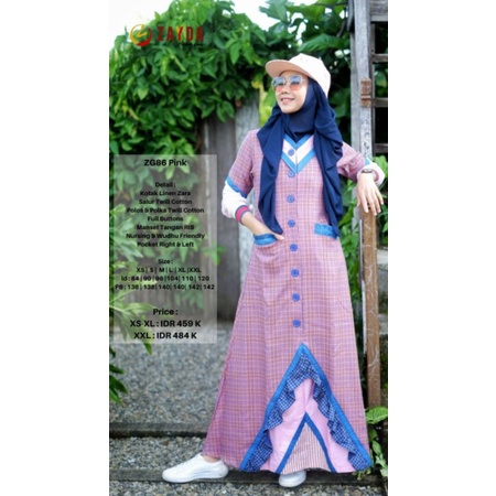 ZAYDA Gamis Terbaru Artikel ZG86 Lime Pink Ory By Zayda