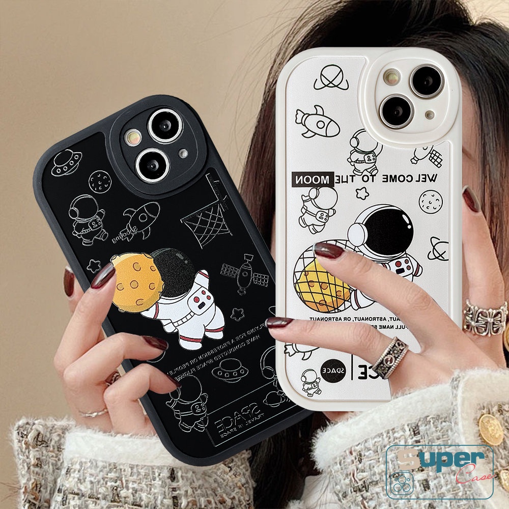 Case Untuk Realme C53 C55 C31 C25Y C35 C21Y C17 C15 C2 C12 C11 C20A C20 C30 C25s C21 C3 Gt5 6i 5i 9i 7i 6 6s 8 10 Pro+8i 5s 58 Kartun Lucu Astronot Trendy Merk NASA Soft Cover