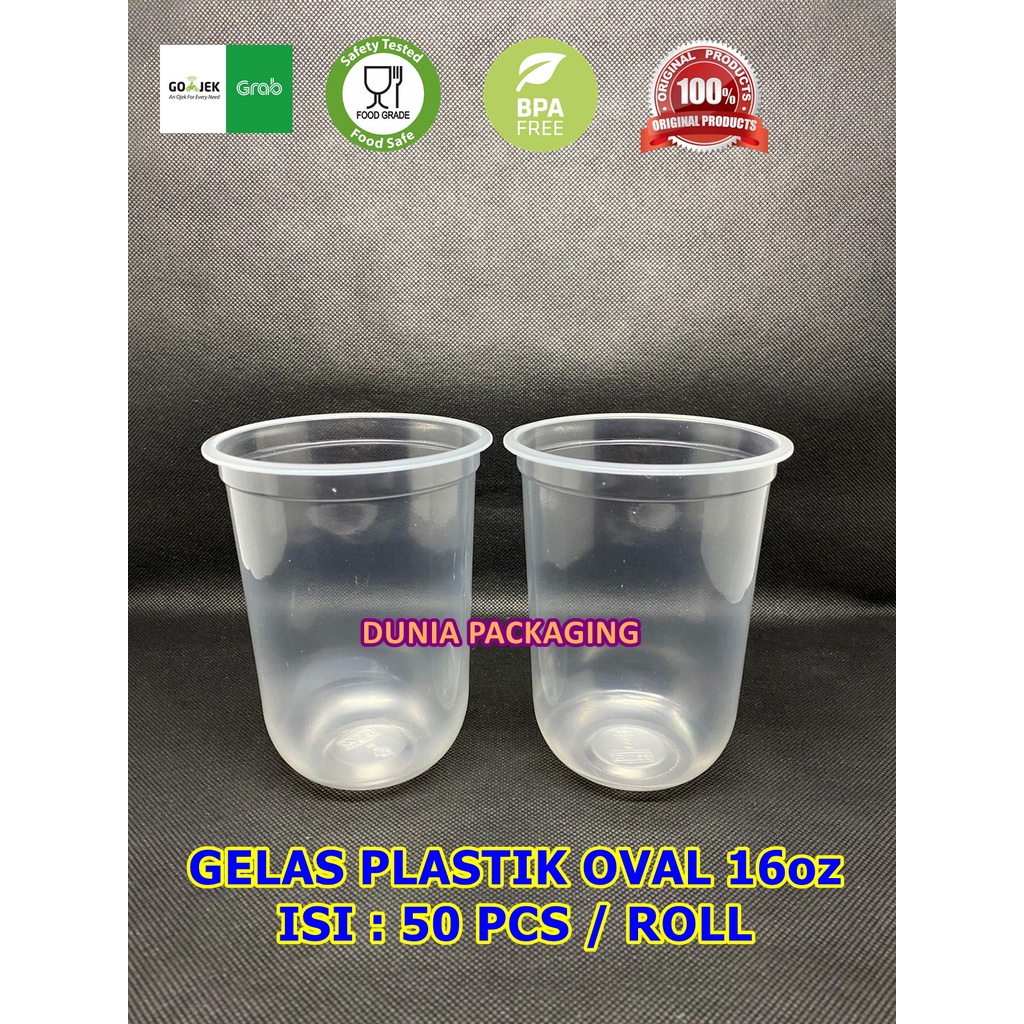GELAS PLASTIK CUP 16oz OVAL TEBAL CEMBUNG U BSM MEDAN