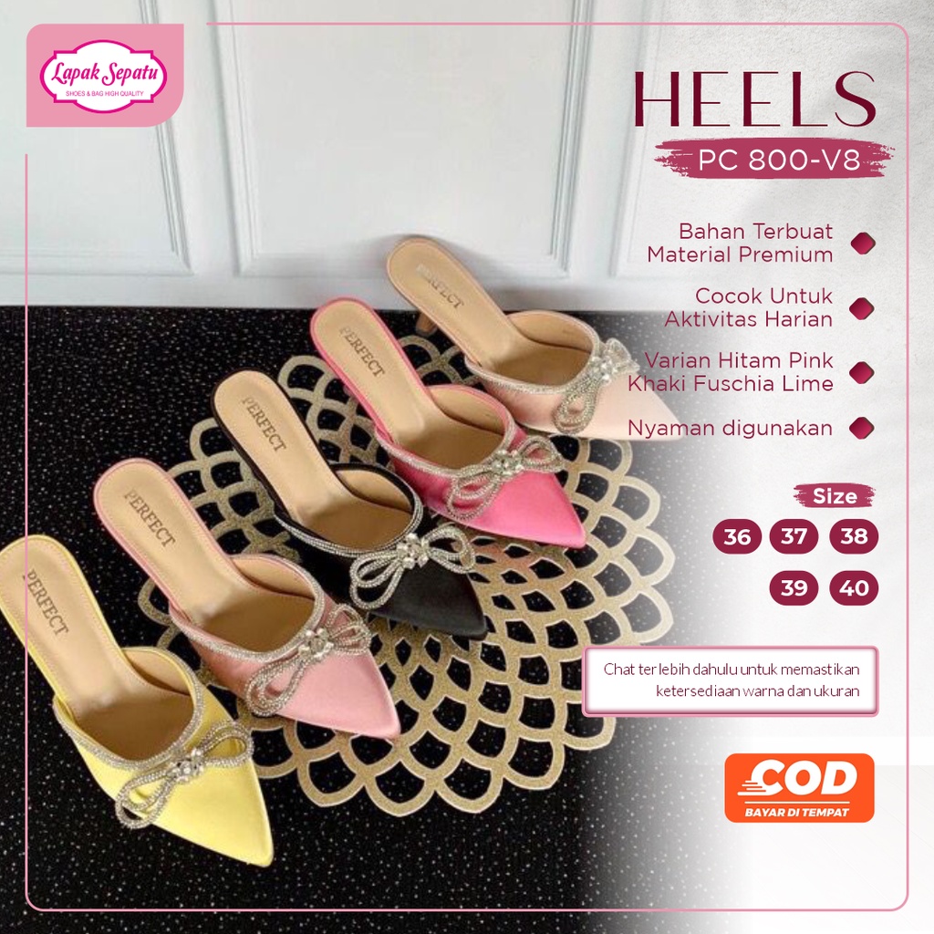 High Heels LPK PC 800-V8 Sepatu Hak Tinggi Wanita Cewek Perempuan Warna Hitam Pink Khaki Fuschia Lim