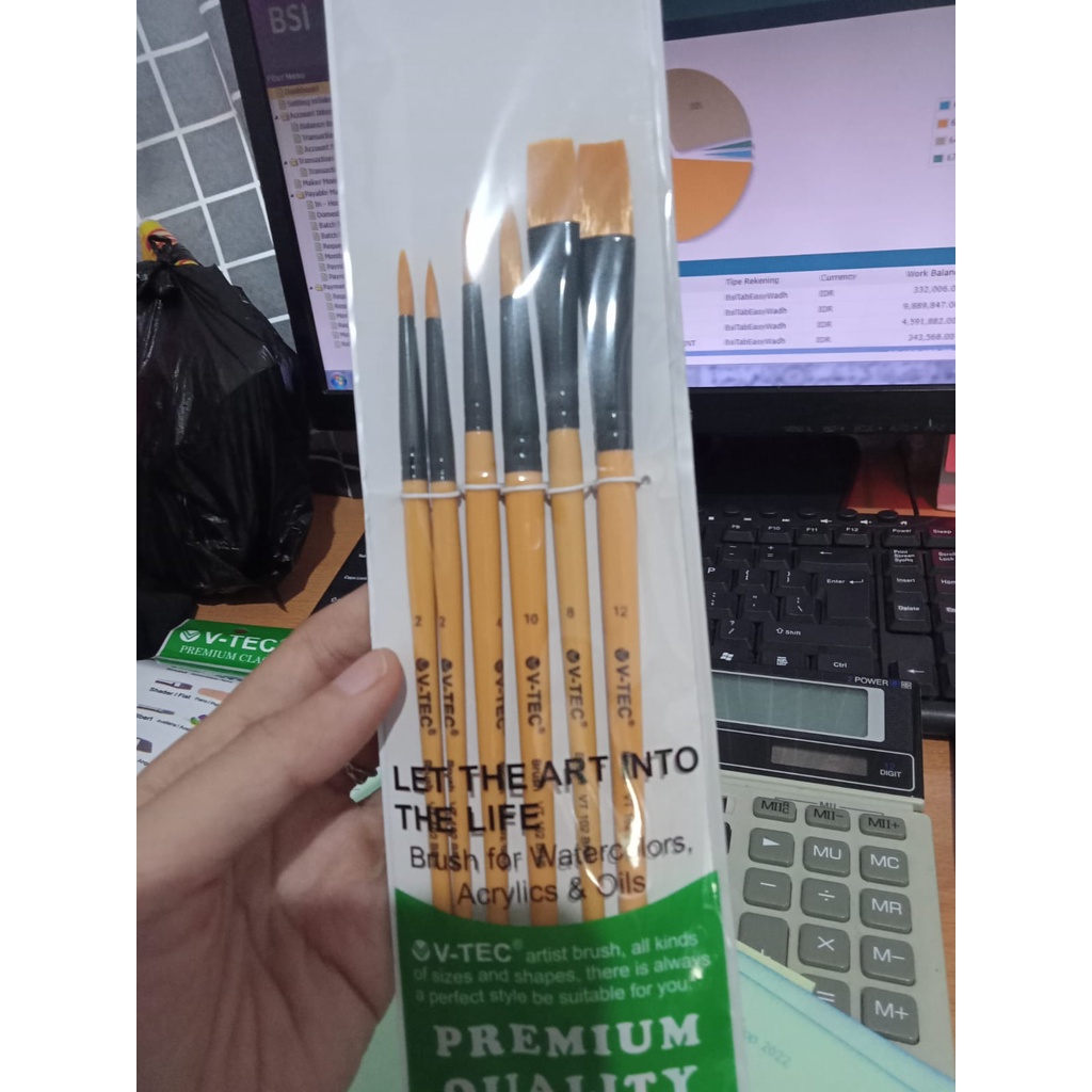 

V-TEC ART BRUSH VT-102BR/6 / KUAS LUKIS SET 6 / V-TEC ARTIST BRUSH