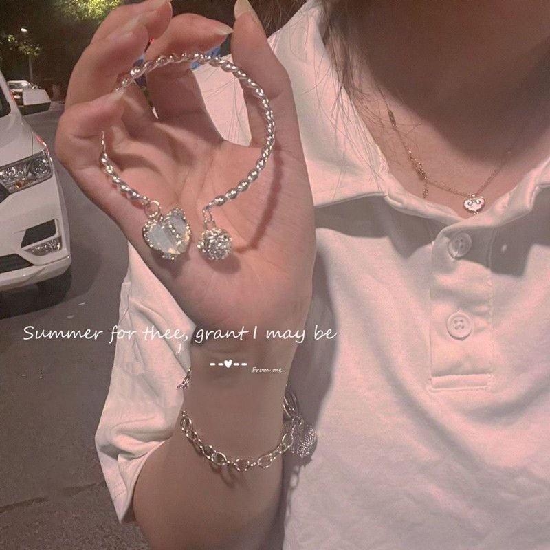 Kalung Rantai Liontin Hati Warna Silver Untuk Wanita