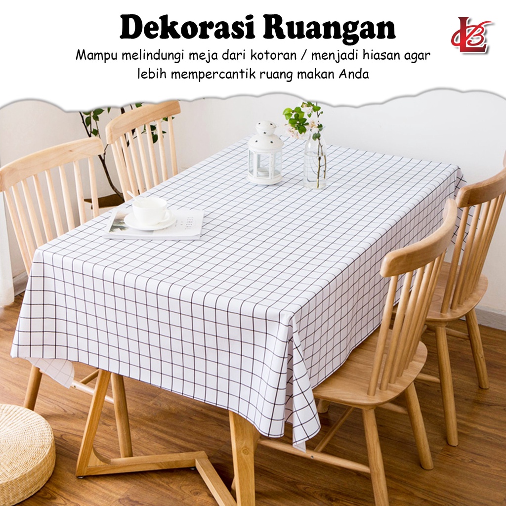 Taplak Meja Makan Motif Kotak Terbaru Ukuran Jumbo 137X183cm Bahan PEVA Tebal Premium Anti Air Perlengkapan Dekorasi Rumah Tangga Import - D11-3C - 88_Blanketstore