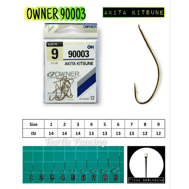 Mata Kail Pancing Owner OH 90003 Akita Kitsune Fishing Hook