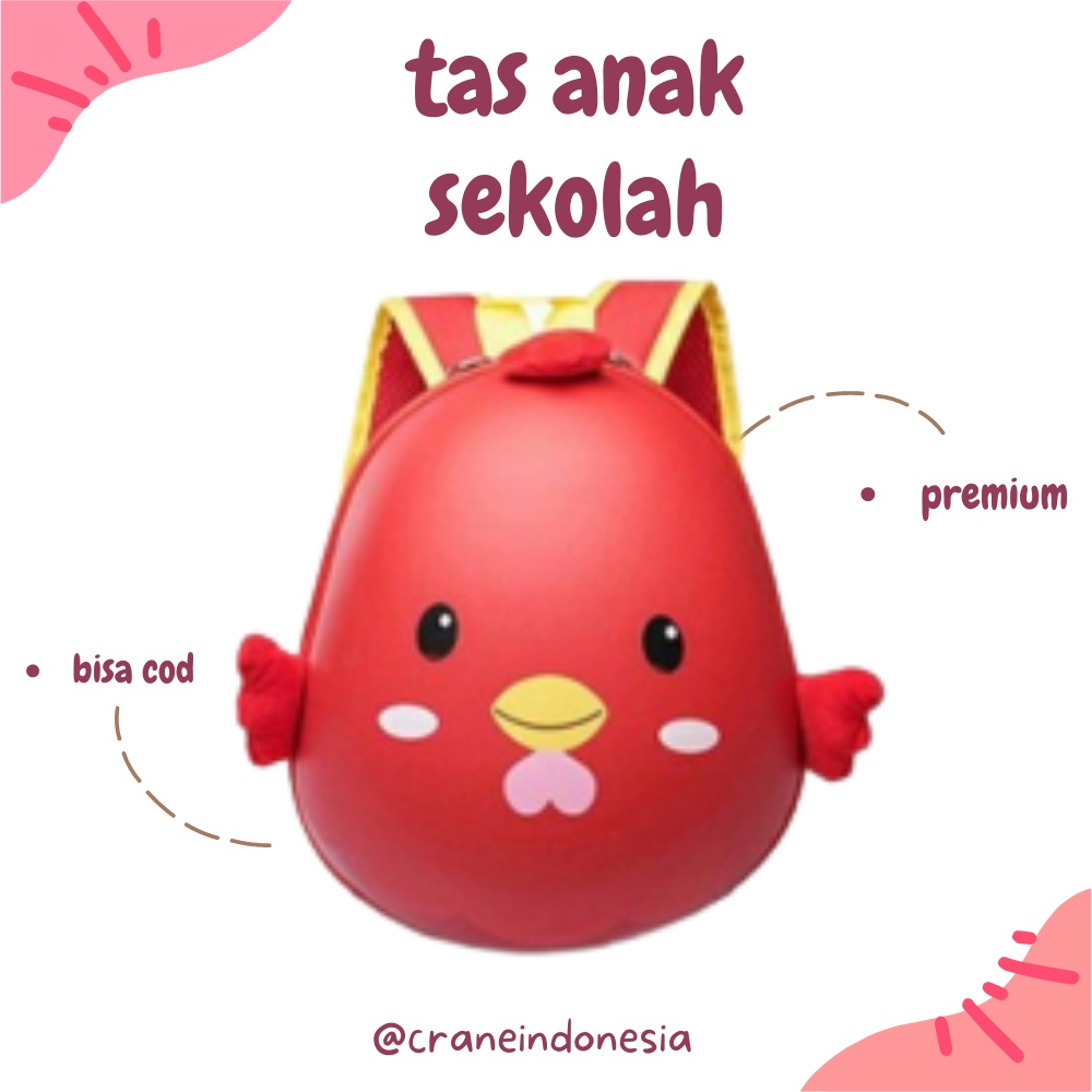 TAS Tas Ransel Ayam Telur Itik Lucu TK Playgroup Anak - Merah(Z7I4) tas anak sd tas anak export tas 