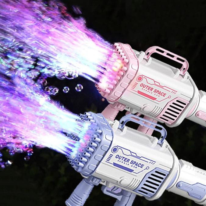 Mainan Edukasi Anak Bubble Gun Rocket / Bubble Gun Jumbo Rainbow stock ada