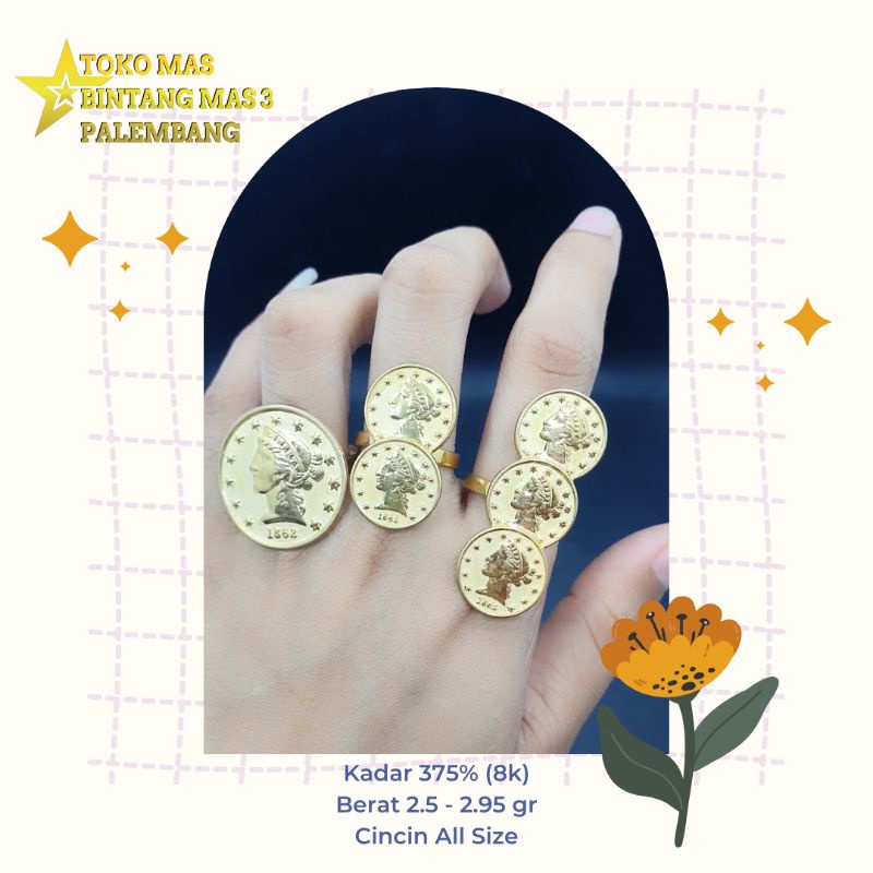 Cincin Koin~Emas muda kadar 375% (8 krat)