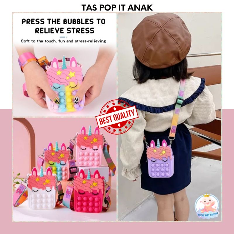 Tas Pop It Anak Seri Unicorn Lucu Import