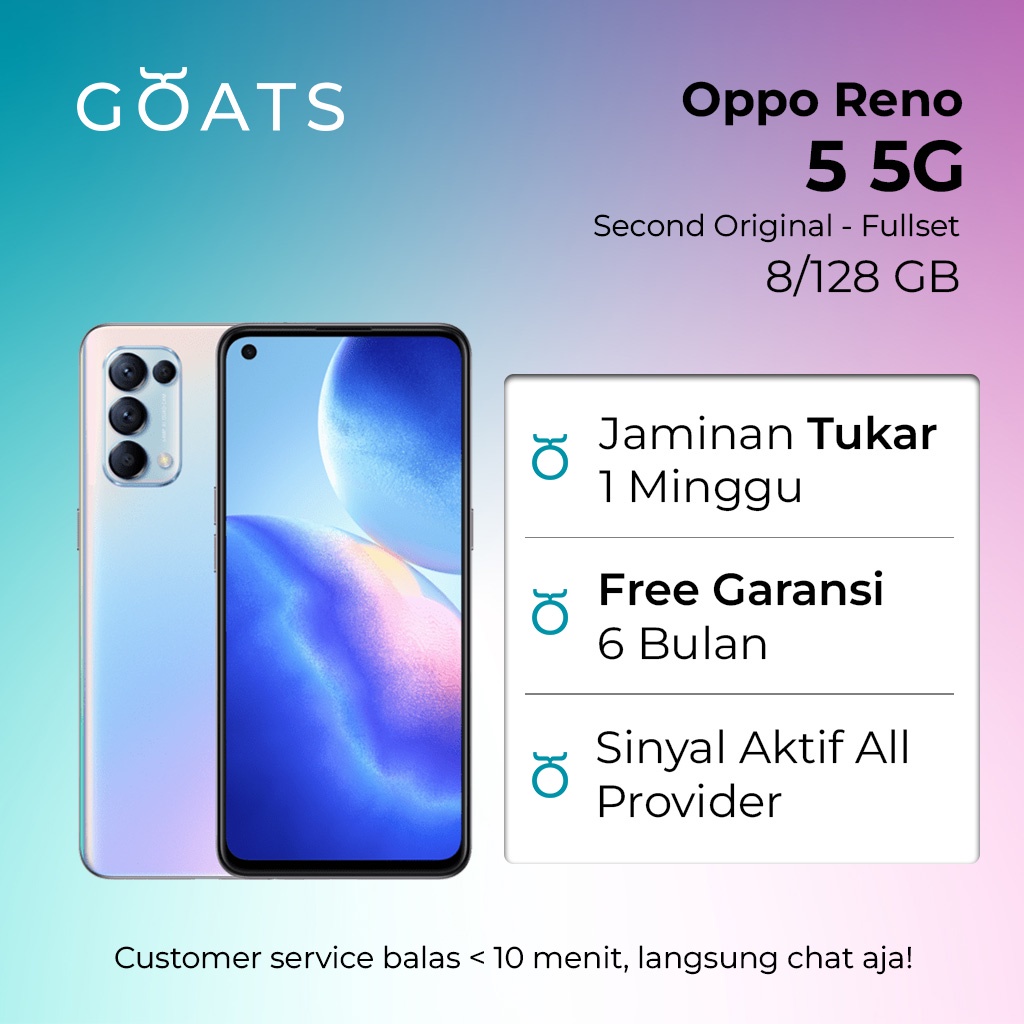 Oppo Reno5 5G Second Seken Bekas Garansi 6 Bulan - Fullset 100% Original Ori Asli Mulus Like New