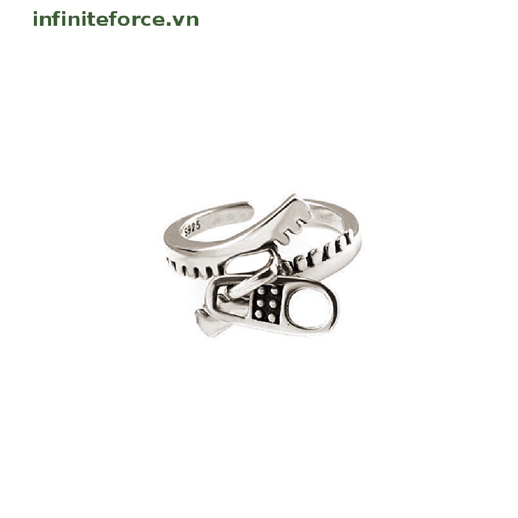 Cincin Jari Model Ritsleting Ukuran Dapat Disesuaikan Gaya Retro Punk Untuk Wanita