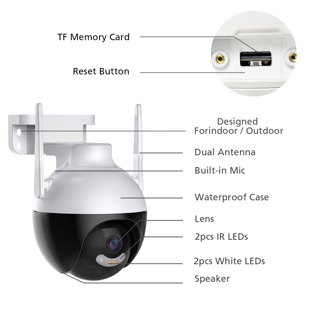 Hamrol 4MP Wifi IP Camera Outdoor PTZ Camera AI Tracking Wireless CCTV Security Camera P2P iCsee APP