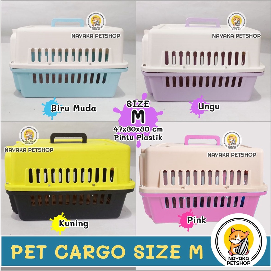 Size M Pintu Plastik Pet Cargo Murah Pet Carrier Kucing Travel Kandila Musang