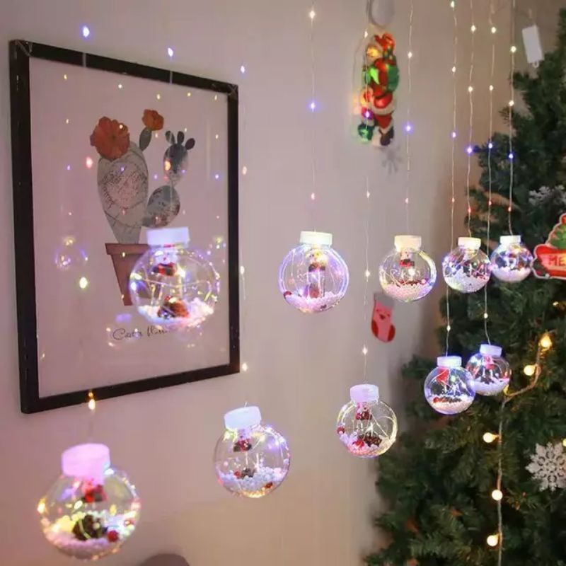 3M 10PCS Bola Natal Transparan Dengan Lampu Led Light String Christmast