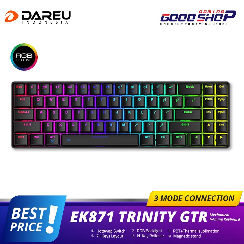 Dareu EK871 TRINITY GTR 3 IN 1 PBT RGB - Gaming Keyboard