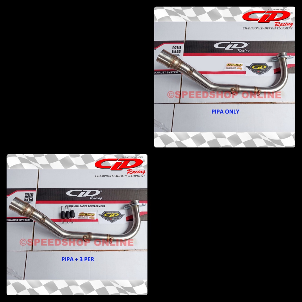 PIPA/LEHERAN/HEADER/SELANG/LEDENG KNALPOT CLD RACING MIO SPORTY/SMILE/SSOUL KARBU INLET 38MM